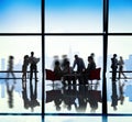 Silhouette of Business People Meeting Concepts Royalty Free Stock Photo