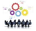 Silhouette of Business People Meeting Infographic Royalty Free Stock Photo