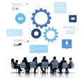 Silhouette of Business People Meeting Infographic Royalty Free Stock Photo