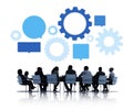 Silhouette of Business People Meeting Infographic Royalty Free Stock Photo