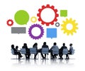 Silhouette of Business People Meeting Infographic Royalty Free Stock Photo