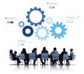 Silhouette of Business People Meeting Infographic Royalty Free Stock Photo