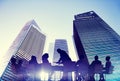 Silhouette of Business People Meeting Outdoors Royalty Free Stock Photo