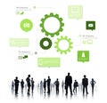 Silhouette of Business People Teamwork Infographic Royalty Free Stock Photo