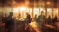 Silhouette of business people work together in office. Royalty Free Stock Photo