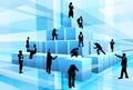 Silhouette Business Team People Building Blocks Royalty Free Stock Photo