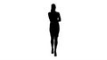 Silhouette Business Woman With Phone Calling And Walking. Royalty Free Stock Photo