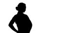 Silhouette Business woman placing hands on hips. Royalty Free Stock Photo