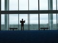 Silhouette Businessman At The Airport Lobby Window