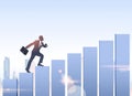 Silhouette Businessman Climb Financial Bar Graph Business Man Growth