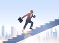 Silhouette Businessman Climb Stairs Up Business Man Growth