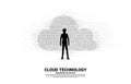 silhouette of businessman with cloud binary code. Royalty Free Stock Photo