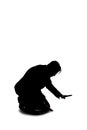 Silhouette of a Businessman or Detective Looking for Something