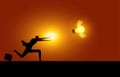 Silhouette businessman runing catching ideas. Concept business v