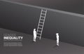 Silhouette businessman standing with with ladder to climb to wall and businesswoman . Concept of gender inequity in business and Royalty Free Stock Photo