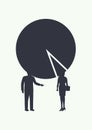 Silhouette of Businessman and woman discussion with pie chart as their heads