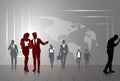 Silhouette Businesspeople Group Business Man And Woman Sketch Abstract World Map Royalty Free Stock Photo