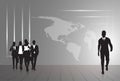 Silhouette Businesspeople Group Business Man And Woman Sketch Abstract World Map Background Royalty Free Stock Photo
