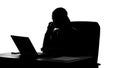 Silhouette of businesswoman answering phone call, important negotiations, work Royalty Free Stock Photo