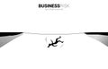 Silhouette of businesswoman falling down from rope walk way.