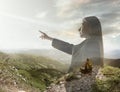 Silhouette of businesswoman with landscapes on background, double exposure. Royalty Free Stock Photo