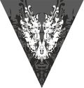Ornamental white butterfly in black triangular element for your design