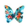 Silhouette of a butterfly with watercolor colorful abstract back