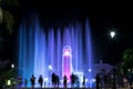 Silhouette of bystanders watching the fountain show in Cozumel Mexico