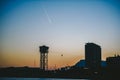 Silhouette of cabin of cableway, Barcelona