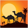 silhouette of camels. Vector illustration decorative design Royalty Free Stock Photo