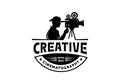 Silhouette cameraman logo. Video, movie, film, cinematography illustration design template inspiration Royalty Free Stock Photo