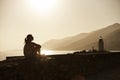 Silhouette at Camogli sunset - Liguria - Italy Royalty Free Stock Photo