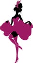 Silhouette of cancan dancer Royalty Free Stock Photo