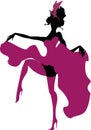 Silhouette of cancan dancer