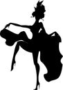 Silhouette of cancan dancer