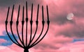 Menorah with Sunset Moon Royalty Free Stock Photo