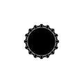 Silhouette a cap bottle for soda and water or beer. View from the top. Isolated object. Black shape in the sample of a circle. Royalty Free Stock Photo