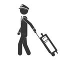 Silhouette captain pilot walking with suitcase Royalty Free Stock Photo