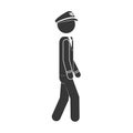 Silhouette captain pilot walking to the right side Royalty Free Stock Photo