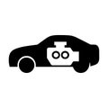 Silhouette of a car with an engine icon inside Royalty Free Stock Photo