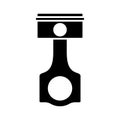 Silhouette Car engine piston. Outline icon of pump detail. Black simple illustration of motor part. Flat isolated vector image on