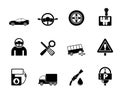 Silhouette car services and transportation icons Royalty Free Stock Photo