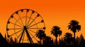 Silhouette Of Carnival Ferris Wheel Against A Sunset Sky