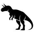 Silhouette of a fierce carnotaurus dinosaur with prominent horns and a powerful build on a white background Royalty Free Stock Photo