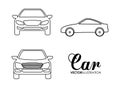 Silhouette cars set. Transportation design. Vector graphic Royalty Free Stock Photo