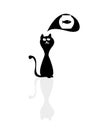 A silhouette of a cartoon cat Royalty Free Stock Photo