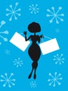 Silhouette Cartoon Woman shopping