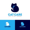 Silhouette of cat with a bow-knot. Feline Club logo, cat care and cat breeding.