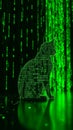 Digital Cat: A Matrix-Inspired Feline Silhouette Made of Binary Code Royalty Free Stock Photo