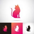 Silhouette of cat logo design set